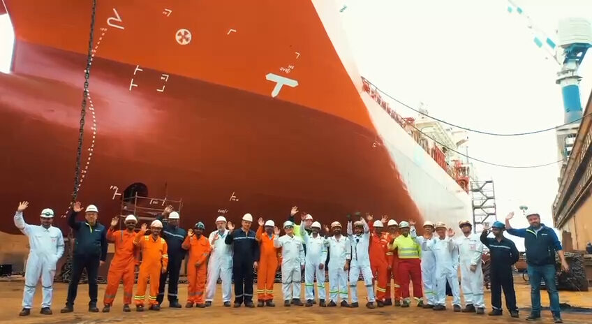 BWEK Anholt completes drydock 2023 crew waving